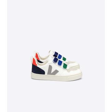 Kids' Veja V-10 CHROMEFREE Shoes White/Blue | SG 742NWY